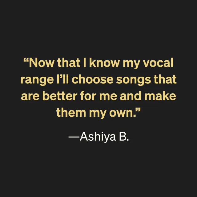 Testimonial quote from student Ashiya B.