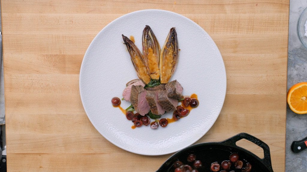 Crispy Duck with Red Endive and Spinach | Gordon Ramsay Teaches Cooking