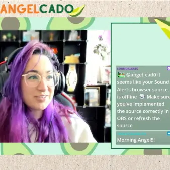 A close-up of a user with a soundalert window pop-up.